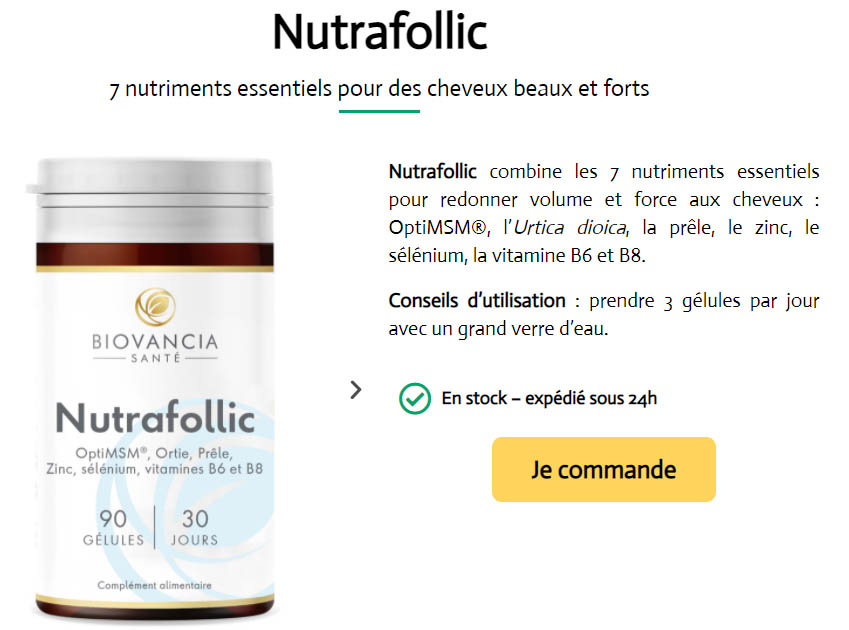 Nutrafollic 7 nutriments essentiels pour des cheveux beaux et forts